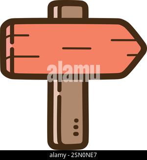 Directional sign vector doodle illustration and graphic. Part of travel category. Stock Vector