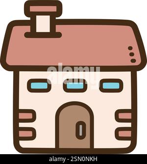 Holiday cottage vector doodle illustration and graphic. Part of travel category. Stock Vector