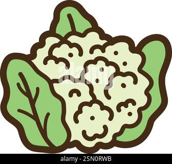 Cauliflower vector doodle illustration and graphic. Part of vegetables category. Stock Vector