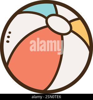 Beach ball vector doodle illustration and graphic. Part of summer category. Stock Vector