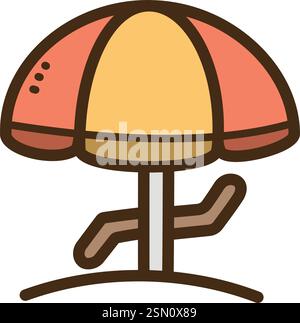 Beach umbrella vector doodle illustration and graphic. Part of summer category. Stock Vector