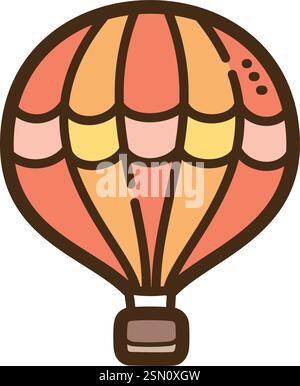 Air balloon vector doodle illustration and graphic. Part of travel category. Stock Vector