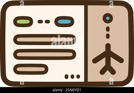 Flight ticket vector doodle illustration and graphic. Part of travel category. Stock Vector