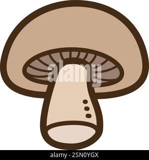 Mushroom vector doodle illustration and graphic. Part of vegetables category. Stock Vector