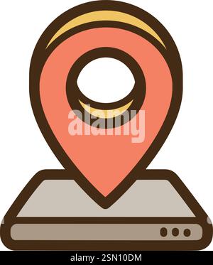 Location vector doodle illustration and graphic. Part of summer category. Stock Vector