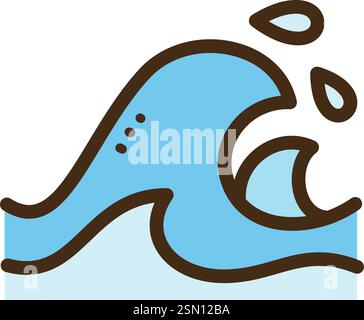 Sea wave vector doodle illustration and graphic. Part of summer category. Stock Vector