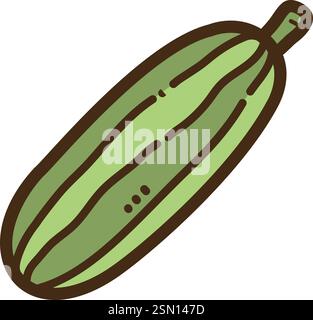 Cucumber vector doodle illustration and graphic. Part of vegetables category. Stock Vector