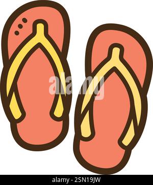 Flip-flops vector doodle illustration and graphic. Part of summer category. Stock Vector