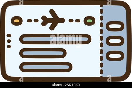 Flight ticket vector doodle illustration and graphic. Part of summer category. Stock Vector