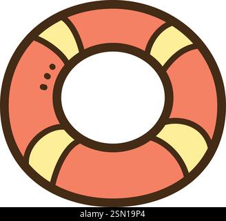 Lifebuoy vector doodle illustration and graphic. Part of summer category. Stock Vector