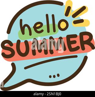 Hello summer vector doodle illustration and graphic. Part of summer category. Stock Vector