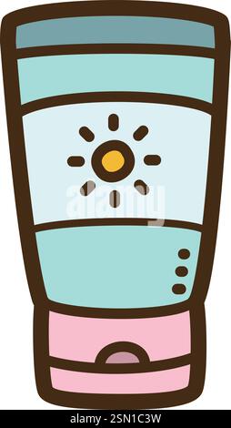 Sunblock vector doodle illustration and graphic. Part of summer category. Stock Vector