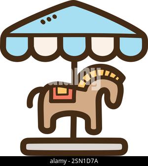 Carousel vector doodle illustration and graphic. Part of travel category. Stock Vector