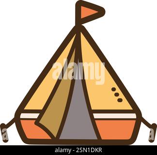 Camp vector doodle illustration and graphic. Part of travel category. Stock Vector