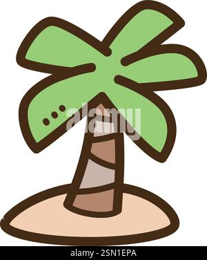 Tropical island vector doodle illustration and graphic. Part of summer category.. Part of vegetables category. Stock Vector