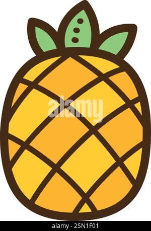 Pineapple vector doodle illustration and graphic. Part of summer category. Stock Vector