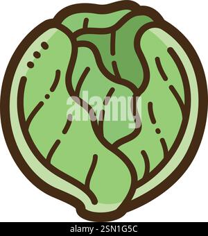 Brussels sprouts vector doodle illustration and graphic. Part of vegetables category. Stock Vector
