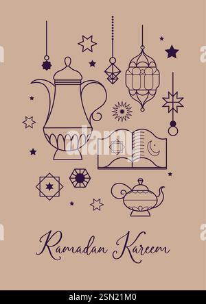 Ramadan Kareem Line Art Design Stock Vector