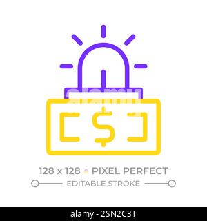 Emergency fund pixel perfect two color line icon Stock Vector
