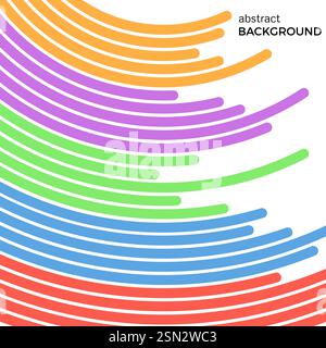 Abstract background with bright rainbow colorful lines. Colored circles with place for your text  on a white background. Stock Vector