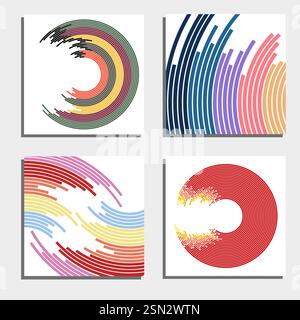 Set of four beautiful abstract backgrounds. Abstract flash light circles. Vector illustration. Stock Vector