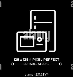 Upgraded appliance pixel perfect white linear icon for dark theme Stock Vector