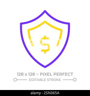 Financial cushion pixel perfect two color line icon Stock Vector