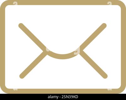 golden vector envelope icon closed letter mail representing nostalgic postal communication, embodying traditional messaging and classic correspondence Stock Vector