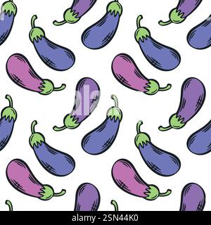Eggplant seamless pattern vector illustration. Stock Vector