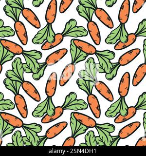 Carrot seamless pattern vector illustration. Stock Vector