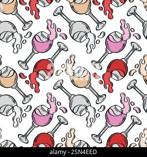 Wineglass seamless pattern vector illustration. Stock Vector