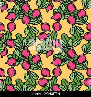 Radish seamless pattern vector illustration. Stock Vector