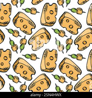 Cheese seamless pattern vector illustration. Stock Vector