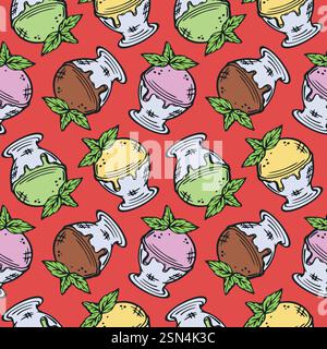 Ice cream seamless pattern vector illustration. Stock Vector