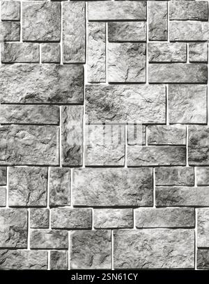 Grey stone wall forming seamless tileable texture background Stock Photo