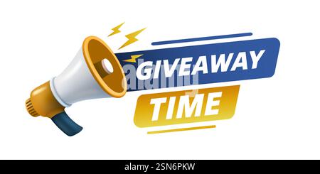 Giveaway time message megaphone, label text. Vector  Stock Vector