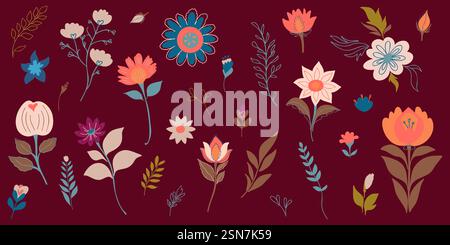 Background with flowers in a retro color picker Stock Vector