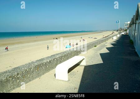Carolles beach at low tide (Manche, Normandy, France). Stock Photo