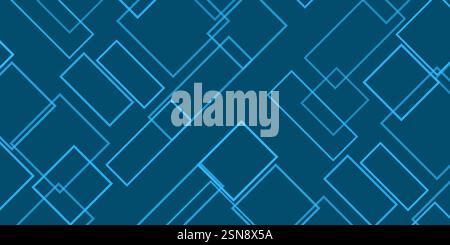 Simple Overlapping Rectangular Frames of Various Sizes, Colored in Shades of Blue - Geometric Shapes Pattern, Texture on Wide Scale Background - Desig Stock Vector