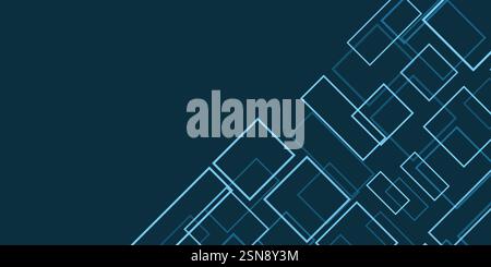 Simple Overlapping Rectangular Frames of Various Sizes, Colored in Shades of Grey and Blue - Geometric Shapes Pattern, Gradient Texture on Wide Scale Stock Vector