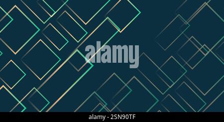 Simple Overlapping Rectangular Frames of Various Sizes, Colored in Shades of Green and Brown - Geometric Shapes Pattern, Gradient Texture on Wide Scal Stock Vector