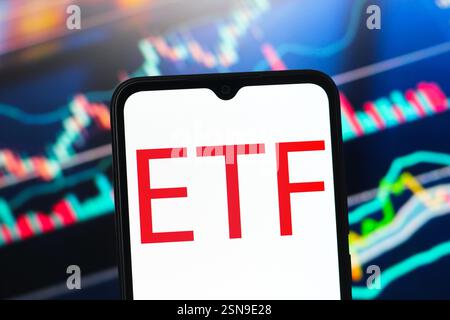 Canada. 13th Feb, 2025. In this photo illustration, the Exchange Traded Fund (ETF) logo is seen displayed on a smartphone screen. (Credit Image: © Thomas Fuller/SOPA Images via ZUMA Press Wire) EDITORIAL USAGE ONLY! Not for Commercial USAGE! Stock Photo