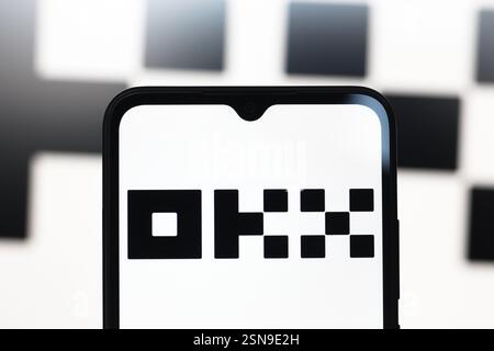 Canada. 13th Feb, 2025. In this photo illustration, the OKX logo is seen displayed on a smartphone screen. (Credit Image: © Thomas Fuller/SOPA Images via ZUMA Press Wire) EDITORIAL USAGE ONLY! Not for Commercial USAGE! Stock Photo