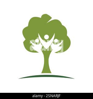 tree people group icon logo design template Stock Vector