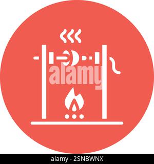 Medieval fire roasting Vector Icon Design Illustration Stock Vector