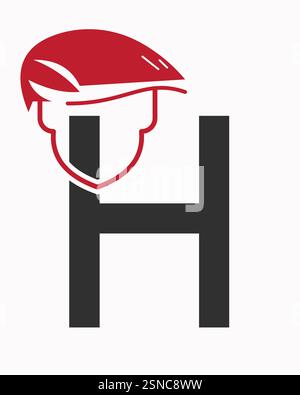 Initial Letter H Labour Day Logo Concept With Safety Helmet Symbol Vector Stock Vector