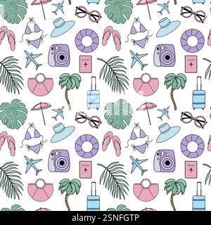 Travel seamless pattern Stock Photo