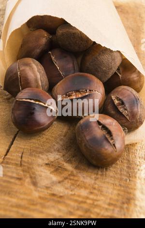Delicious roasted chestnuts, lodz, poland Stock Photo