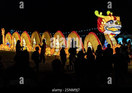 Auckland, New Zealand. 13th Feb, 2025. People attend a Lantern Festival