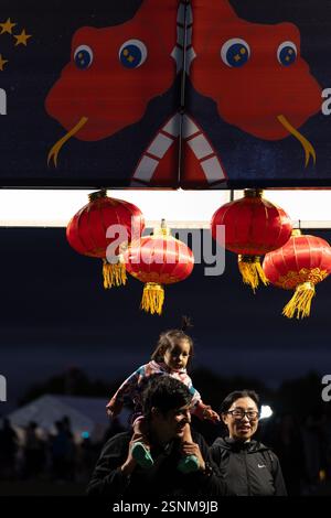 Auckland, New Zealand. 13th Feb, 2025. People attend a Lantern Festival